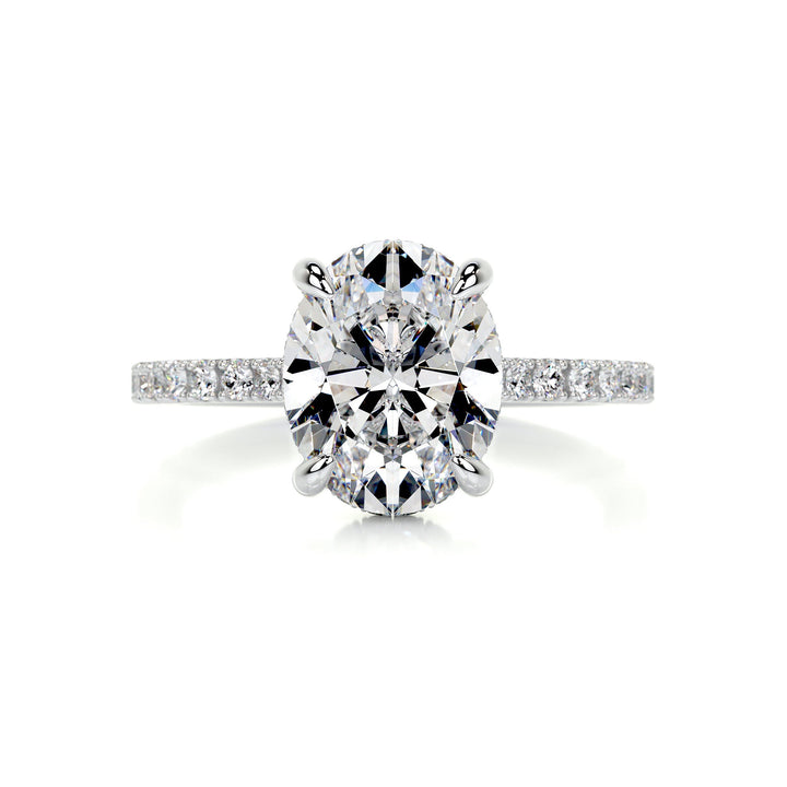 Camryn Moissanite & Diamonds Ring Moissanite 14K White 1 Carat Round#material_14k-white