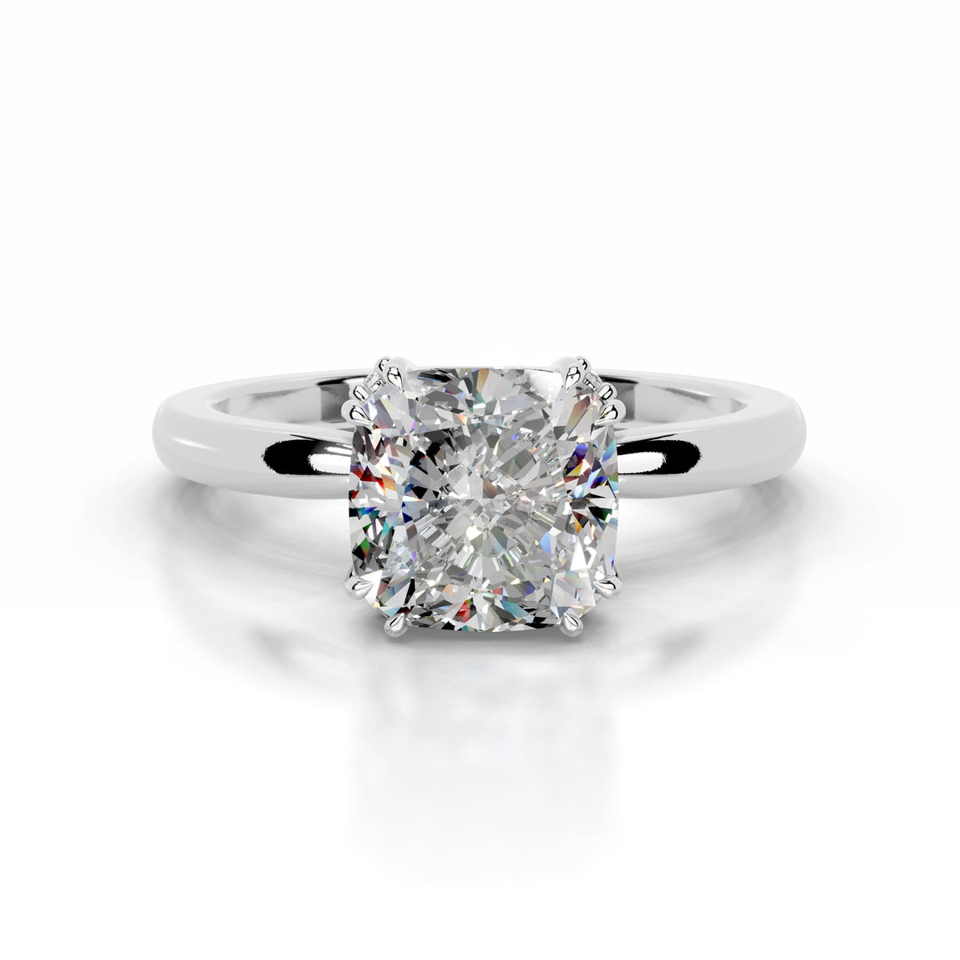 Eudora Moissanite & Diamond Ring 1 Carat 18K White#material_18k-white