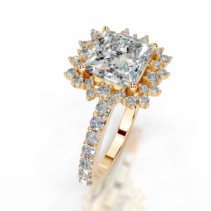Gry Moissanite & Diamond Ring 2.5 Carat 18K Gold#material_18k-gold