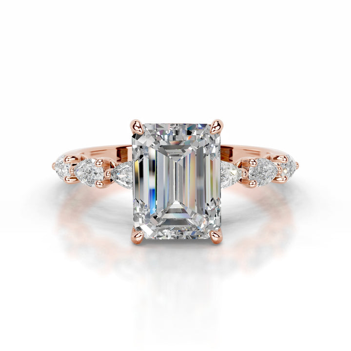 Kalinda Moissanite & Diamond Ring 1 Carat 14K Rose#material_14k-rose