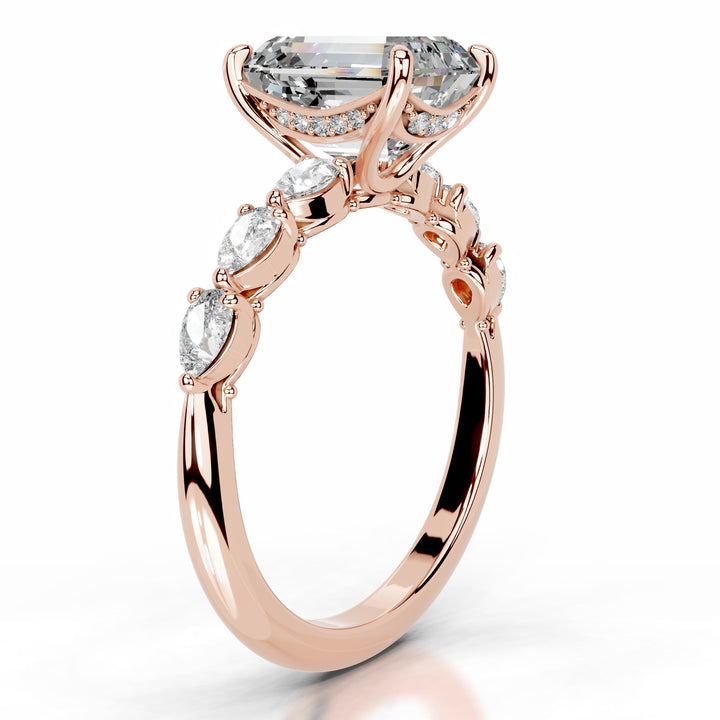 Kalinda Moissanite & Diamond Ring 1.5 Carat 14K Rose#material_14k-rose