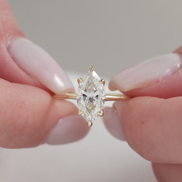 The Cecelia Marquise Lab Diamond Moissanite Engagement Ring *Shown with 2 ct #material_gold