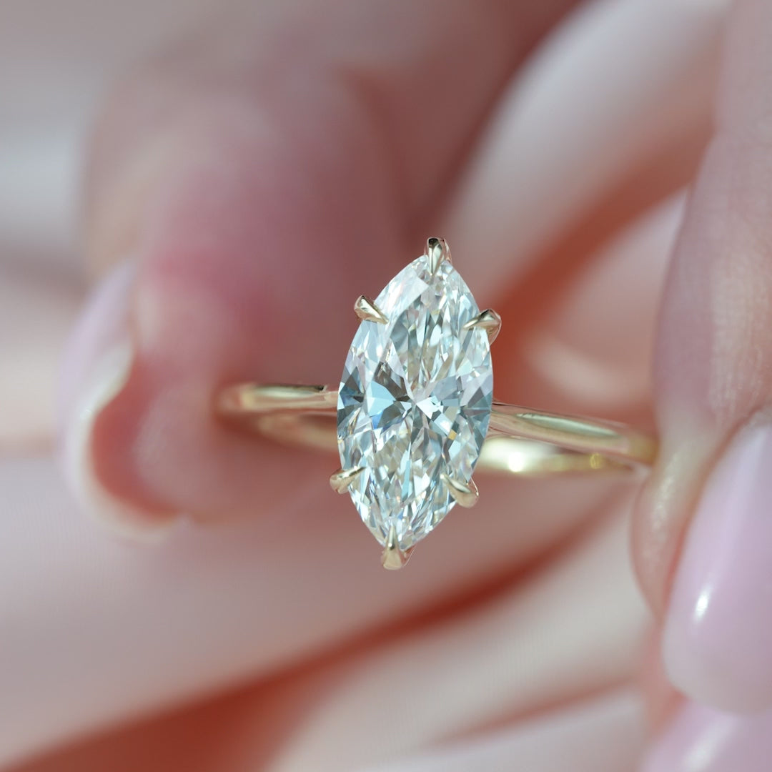The Lacole Marquise Lab Diamond Moissanite Engagement Ring