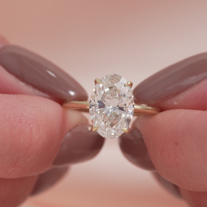 The Navy Oval Lab Diamond Moissanite Engagement Ring *Shown with 3 ct #material_gold