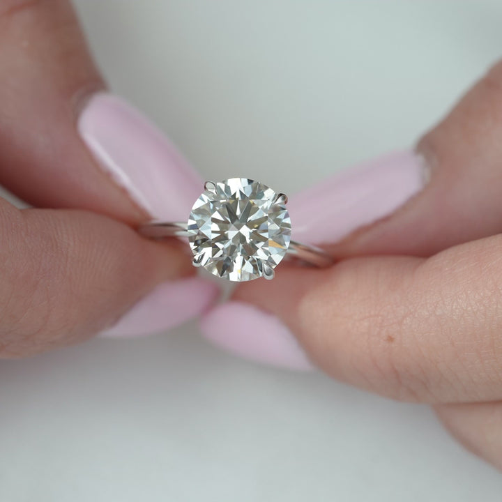 The Cecelia Round Lab Diamond Moissanite Engagement Ring *Shown with 3 ct #material_white