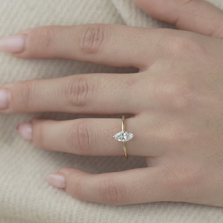 The Liberty Marquise Lab Diamond Moissanite Engagement Ring *Shown with 0.5 ct #material_gold