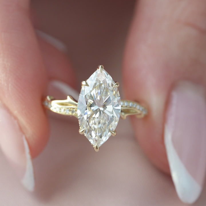 The Pave Coco Marquise Lab Diamond Moissanite Engagement Ring *Shown with 2.5 ct #material_gold