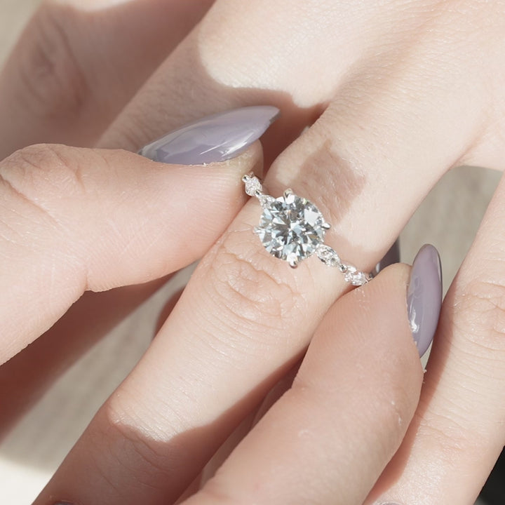 The Linda Round Lab Diamond Moissanite Engagement Ring *Shown with 1.5 ct #material_white