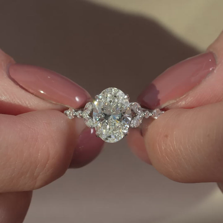 The Cindy Oval Lab Diamond Moissanite Engagement Ring *Shown with 2.5 ct #material_white