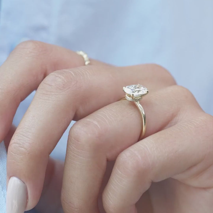 The Navy Oval Lab Diamond Moissanite Engagement Ring *Shown with 1.5 ct #material_gold