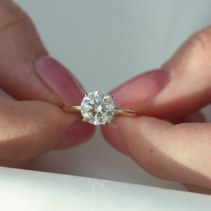 The Liberty Round Lab Diamond Moissanite Engagement Ring *Shown with 2 ct #material_gold