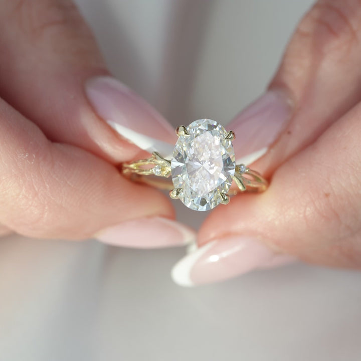 The Textured Coco Oval Lab Diamond Moissanite Engagement Ring *Shown with 4.5 ct #material_gold