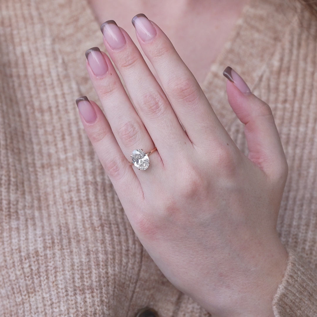 The Navy Oval Lab Diamond Moissanite Engagement Ring