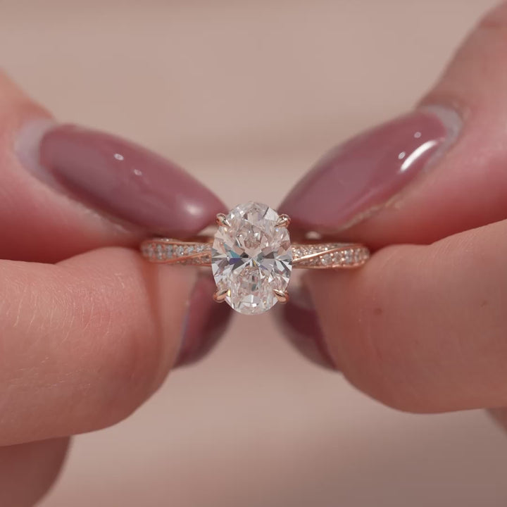 The Cadence Oval Lab Diamond Moissanite Engagement Ring *Shown with 2 ct #material_rose