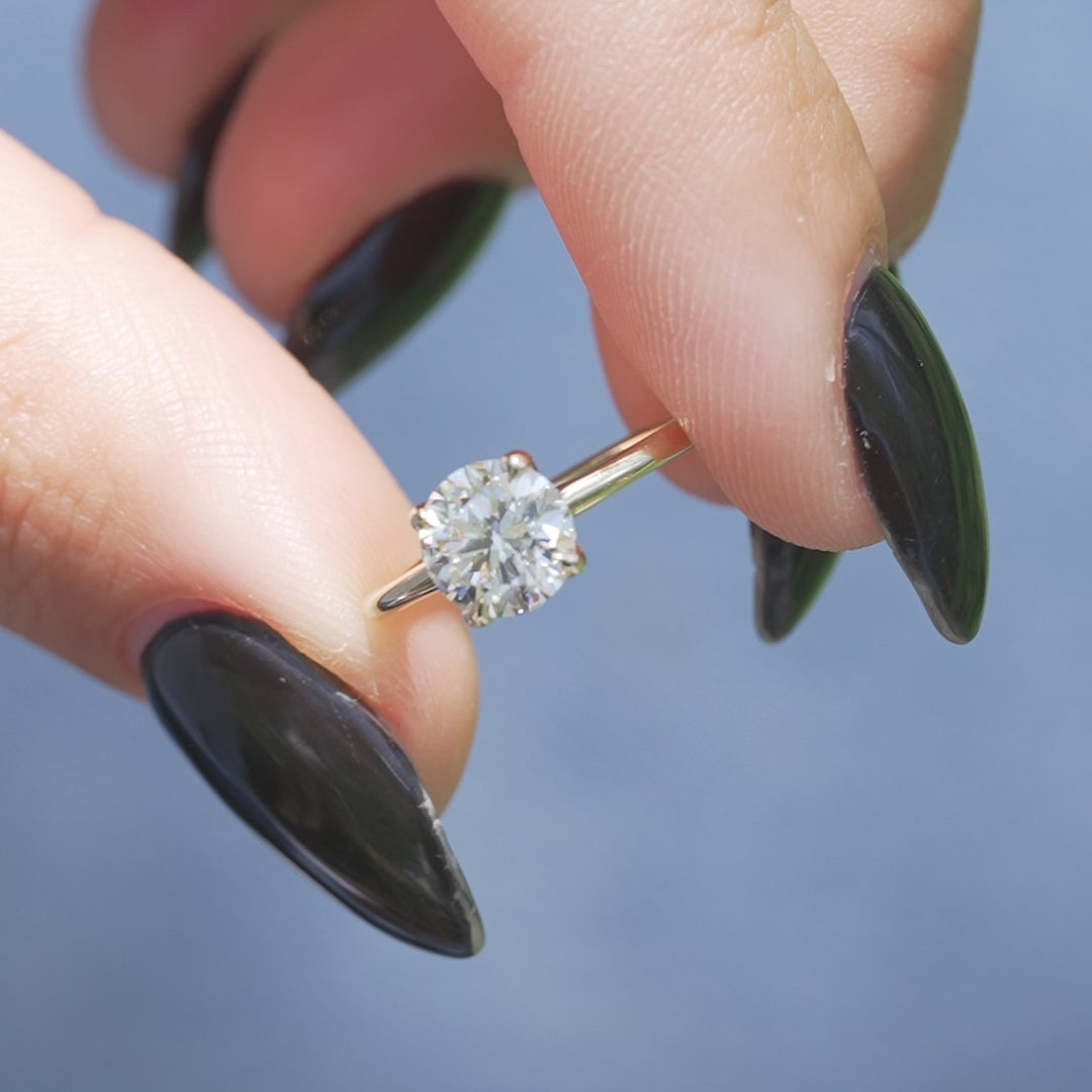 The Cecelia Round Lab Diamond Moissanite Engagement Ring