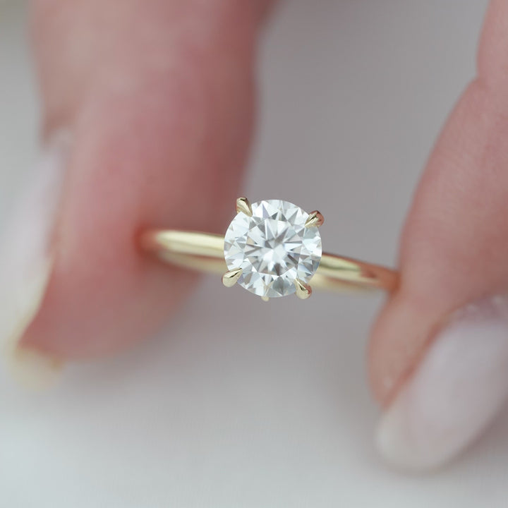 The Louise Round Lab Diamond Moissanite Engagement Ring *Shown with 1 ct #material_gold
