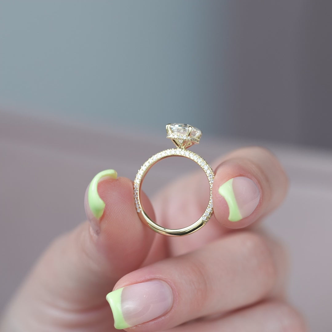 The Chana Emerald Lab Diamond Moissanite Engagement Ring