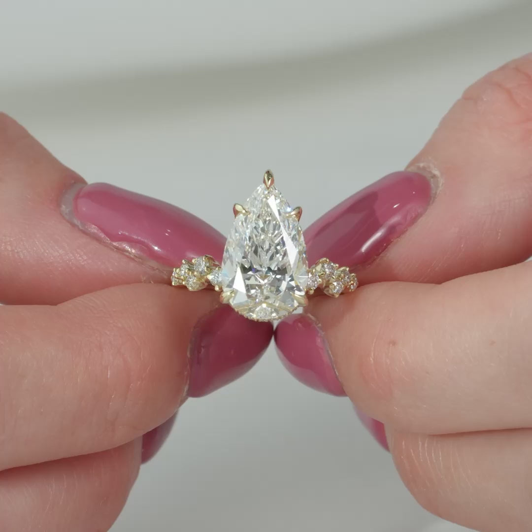 The Mona Pear Lab Diamond Moissanite Engagement Ring