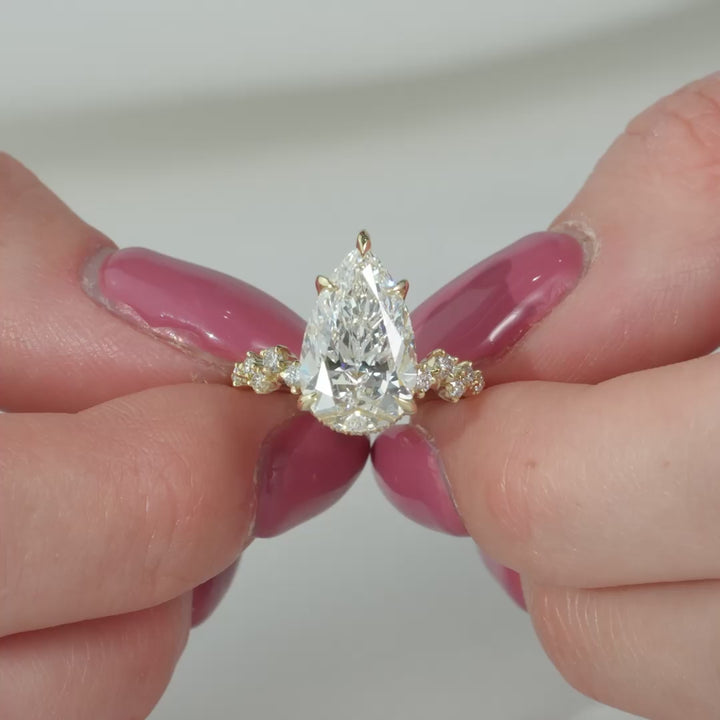 The Mona Pear Lab Diamond Moissanite Engagement Ring *Shown with 3.5 ct #material_gold
