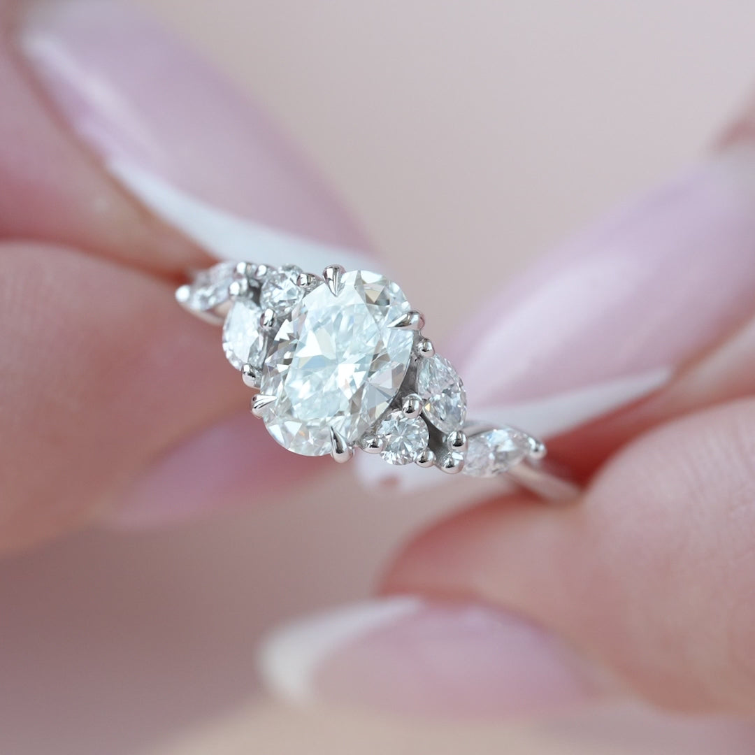 The Miranda Oval Lab Diamond Moissanite Engagement Ring