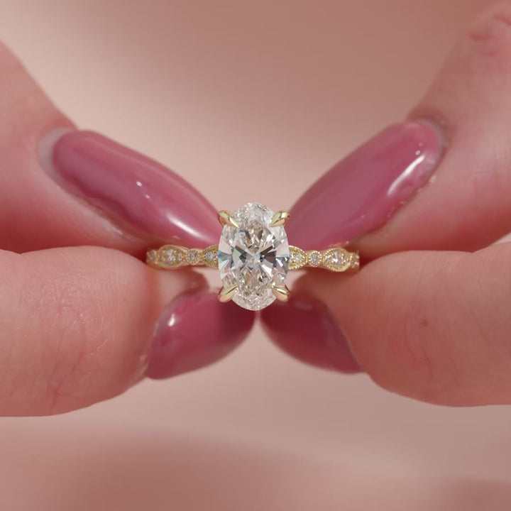 The Juliet Oval Lab Diamond Moissanite Engagement Ring *Shown with 1.5 ct #material_gold