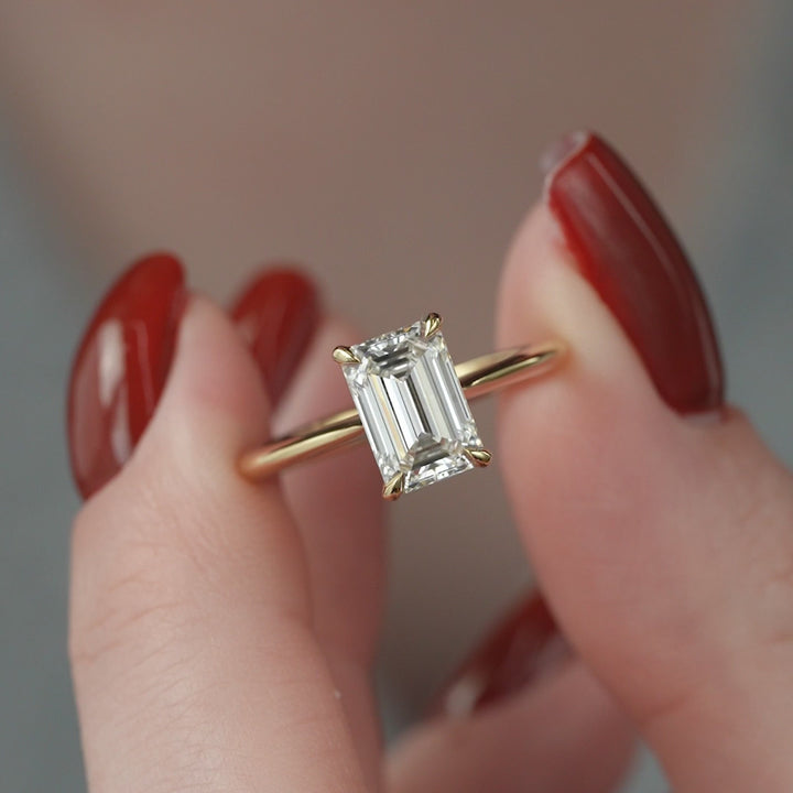 The Kendall Emerald Lab Diamond Moissanite Engagement Ring *Shown with 2 ct #material_gold