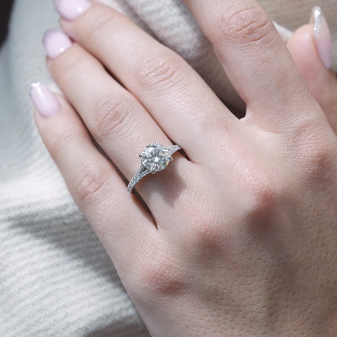 The Jessie Round Lab Diamond Moissanite Engagement Ring