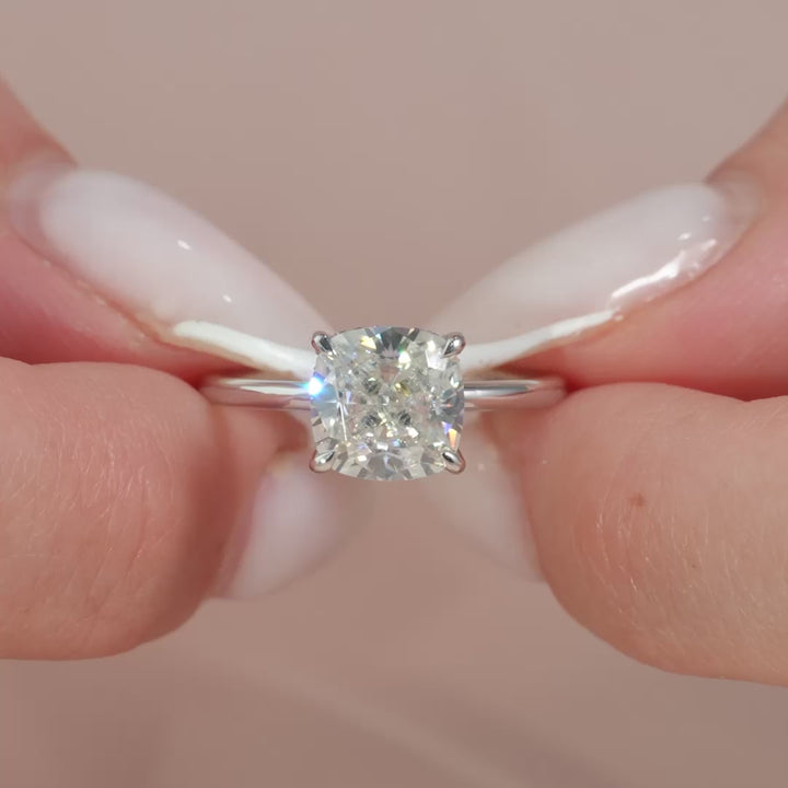 The Liberty Cushion Lab Diamond Moissanite Engagement Ring *Shown with 2.5 ct #material_white