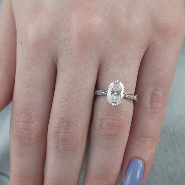 The Rosalind Oval Lab Diamond Moissanite Engagement Ring *Shown with 3 ct #material_white