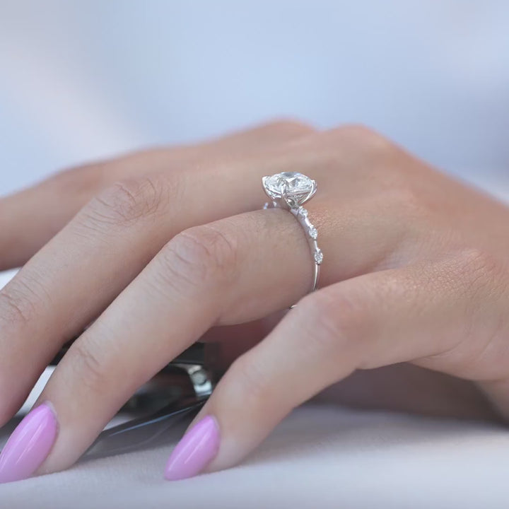 The Morgan Cushion Lab Diamond Moissanite Engagement Ring *Shown with 2 ct #material_white
