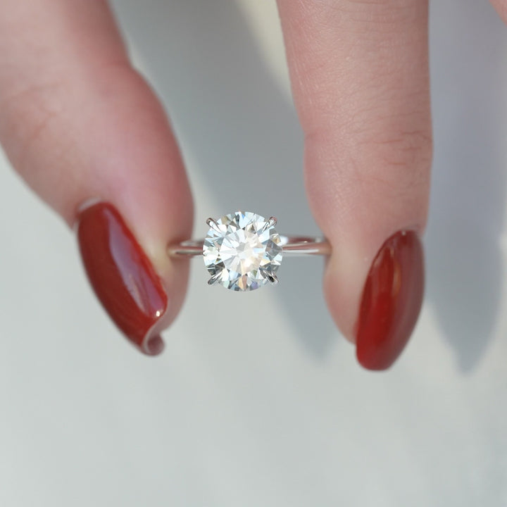 The Kendall Round Lab Diamond Moissanite Engagement Ring *Shown with 2.5 ct #material_white