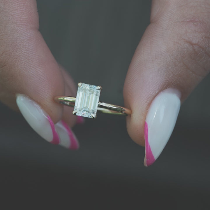 The Cecelia Emerald Lab Diamond Moissanite Engagement Ring *Shown with 1.5 ct #material_gold