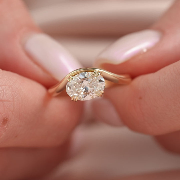 The Brooklyn Oval Lab Diamond Moissanite Engagement Ring *Shown with 1.5 ct #material_gold
