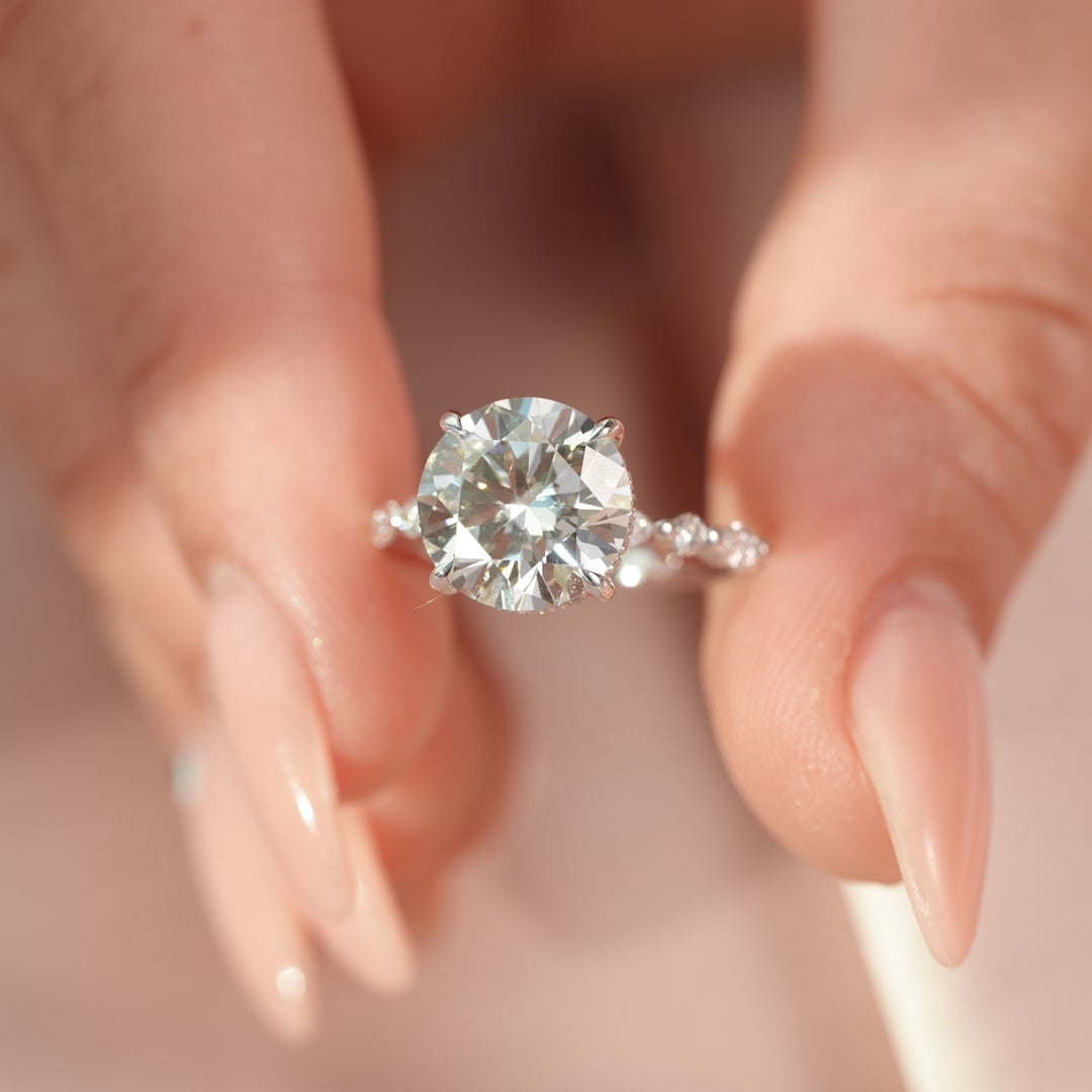 The Lyra Round Lab Diamond Moissanite Engagement Ring