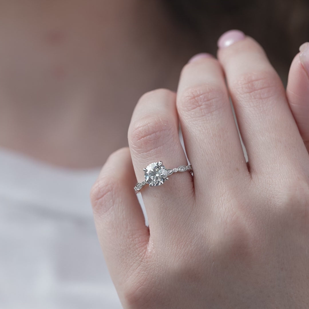 The Juliet Round Lab Diamond Moissanite Engagement Ring