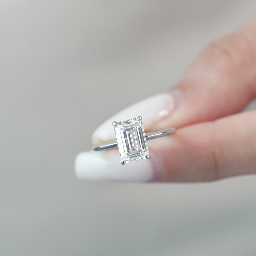 The Clara Emerald Lab Diamond Moissanite Engagement Ring