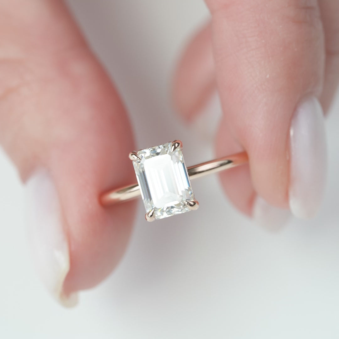 The Crown Liberty Emerald Lab Diamond Moissanite Engagement Ring