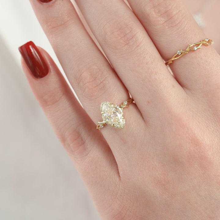 The Halo Coco Marquise Lab Diamond Moissanite Engagement Ring *Shown with 2 ct #material_gold