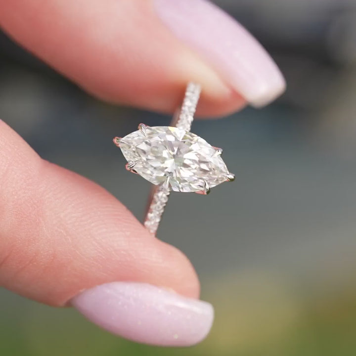 The Pave Abby Marquise Lab Diamond Moissanite Engagement Ring *Shown with 2 ct #material_white