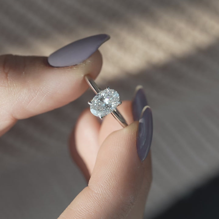 The Meera Oval Lab Diamond Moissanite Engagement Ring *Shown with 1.5 ct #material_white