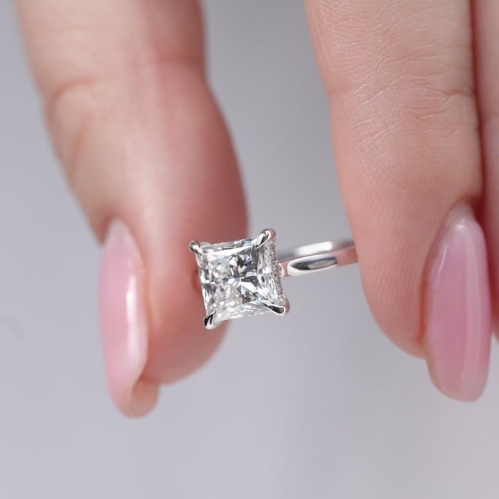 The Natasha Princess Lab Diamond Moissanite Engagement Ring *Shown with 2 ct #material_white