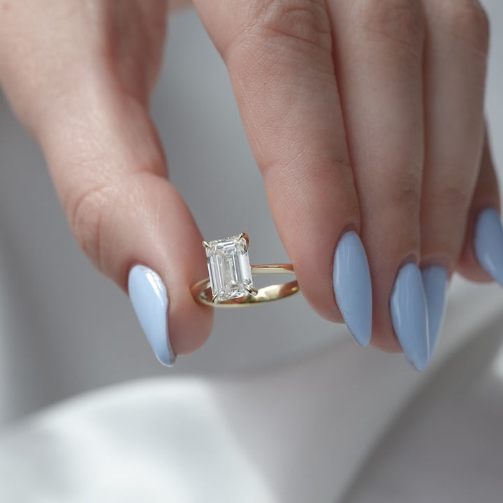 The Kendall Emerald Lab Diamond Moissanite Engagement Ring *Shown with 2.5 ct #material_gold