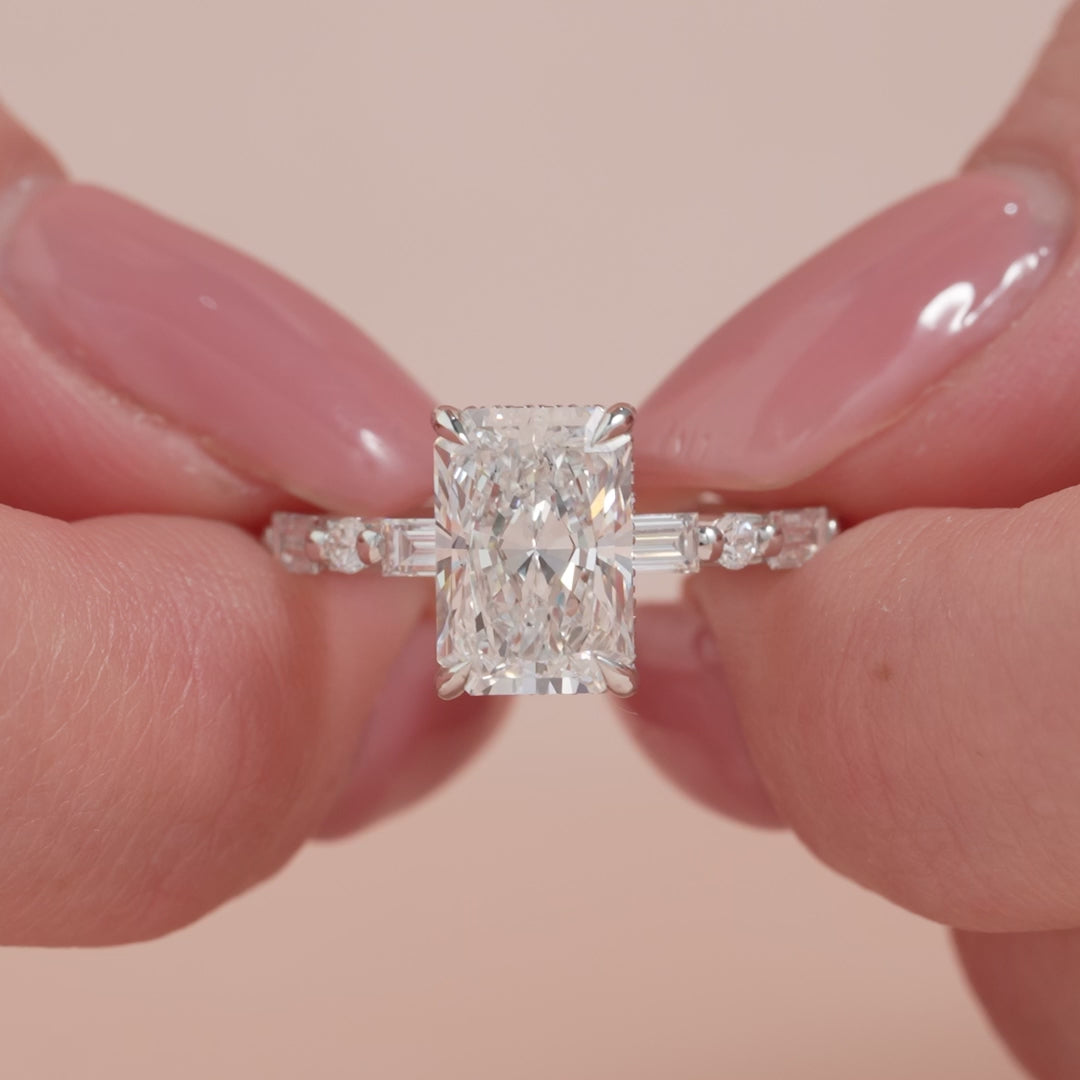 The Palmer Radiant Lab Diamond Moissanite Engagement Ring