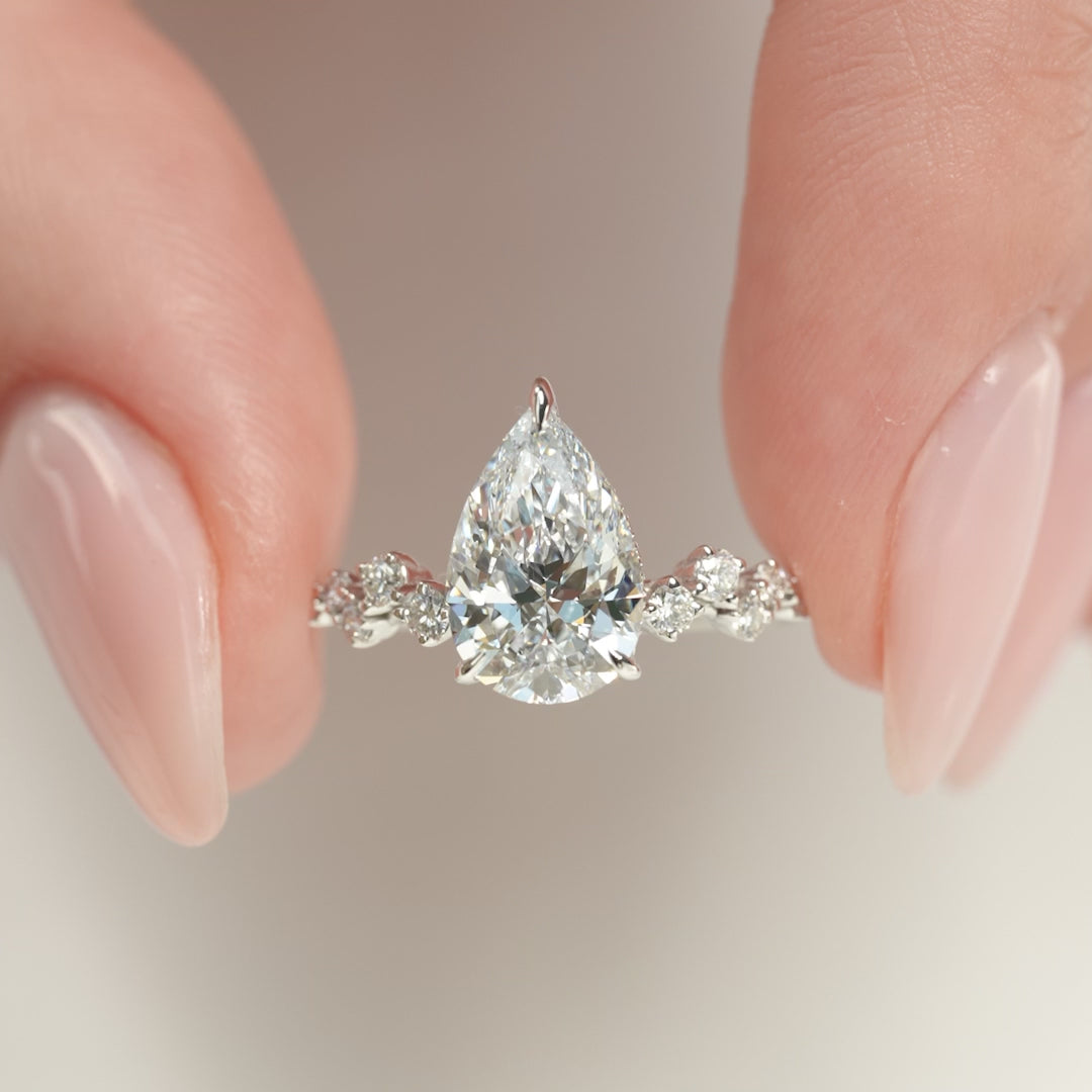 The Mona Pear Lab Diamond Moissanite Engagement Ring