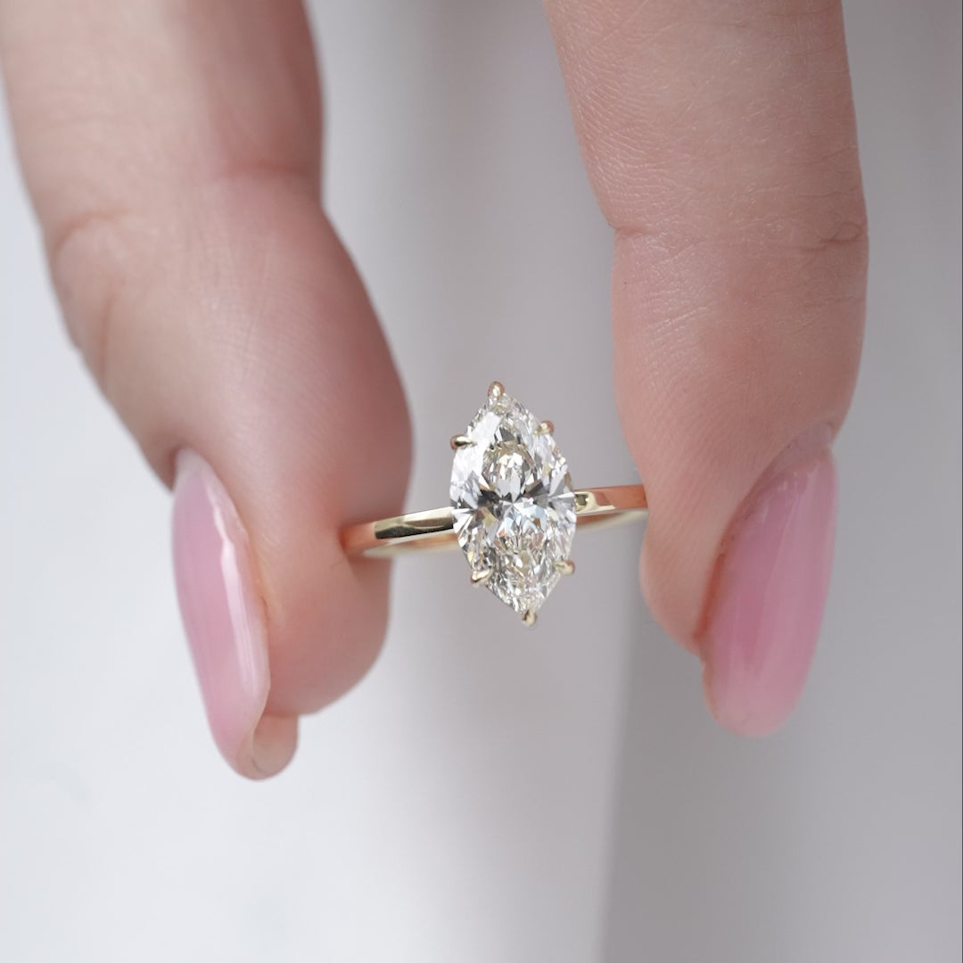 The Estella Marquise Lab Diamond Moissanite Engagement Ring
