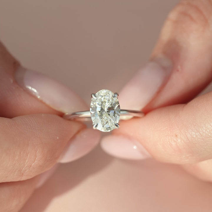 The Sydney Oval Lab Diamond Moissanite Engagement Ring *Shown with 1.5 ct #material_white