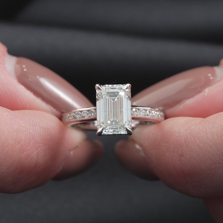 The Cielo Emerald Lab Diamond Moissanite Engagement Ring *Shown with 2 ct #material_white