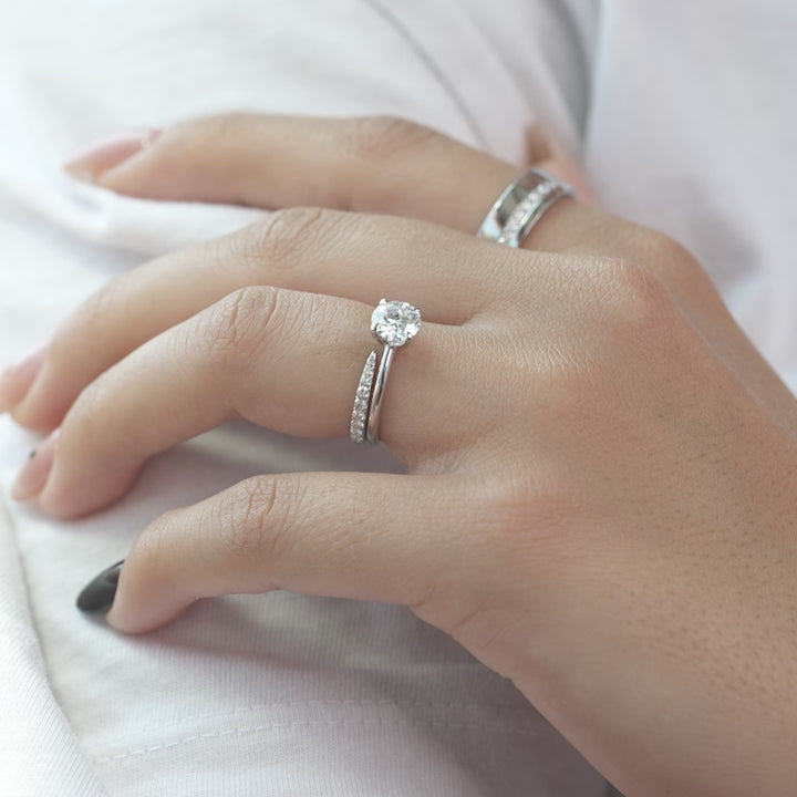The Cecelia Round Lab Diamond Moissanite Engagement Ring *Shown with 1 ct #material_white