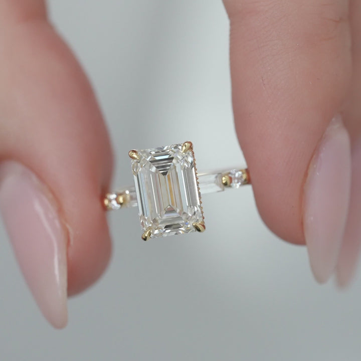 The Palmer Emerald Lab Diamond Moissanite Engagement Ring *Shown with 3 ct #material_gold