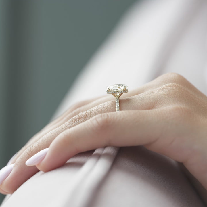The Pave April Oval Lab Diamond Moissanite Engagement Ring *Shown with 2 ct #material_gold
